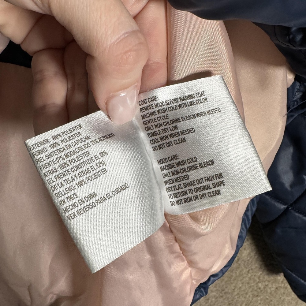 Michael Kors Jacket Girls 10/12‎ Blue Quilted Puffer Zip Front Logo Winter - Picture 10 of 11